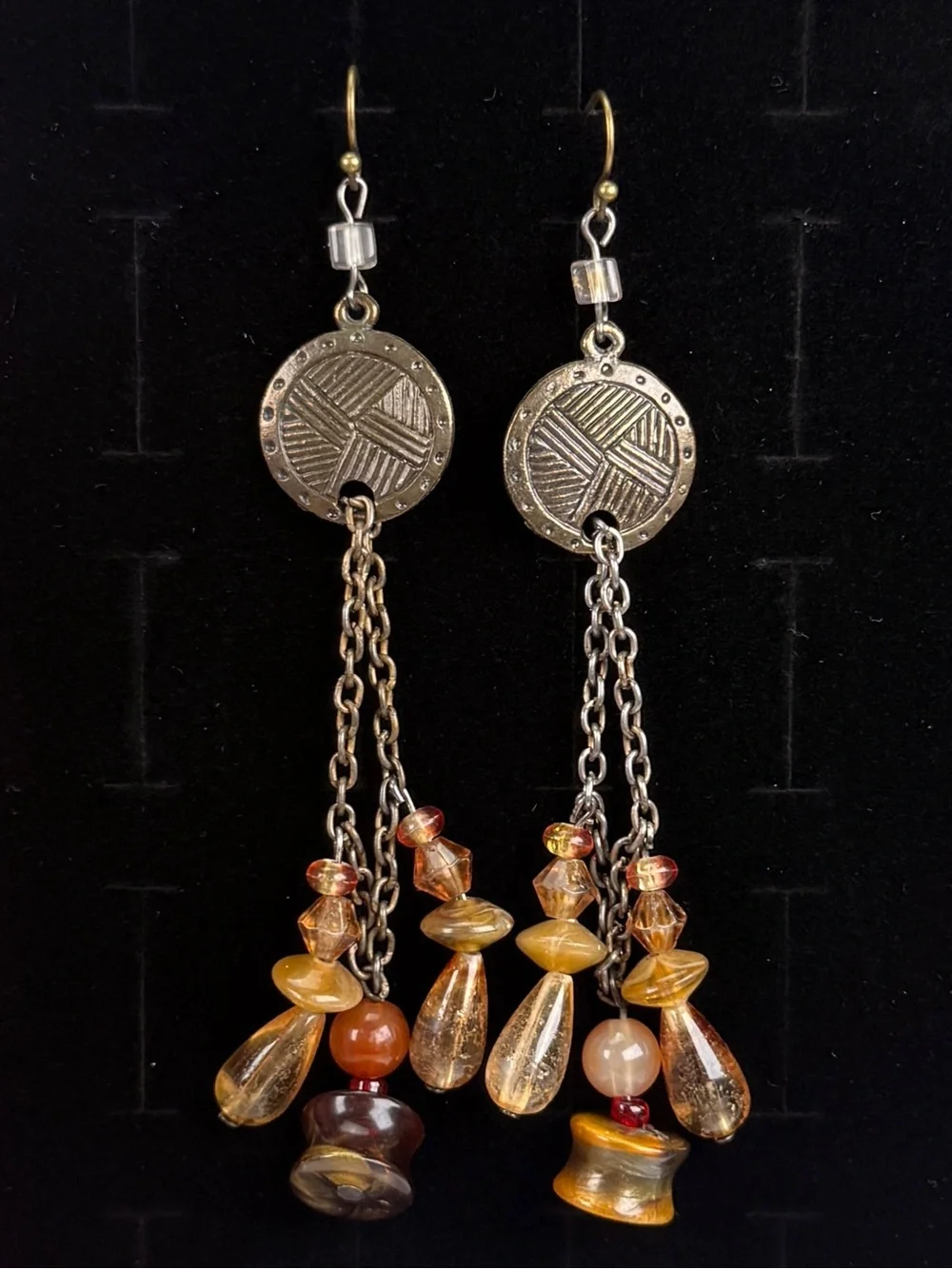 Vintage Bohemian chic long dangle pierced earrings